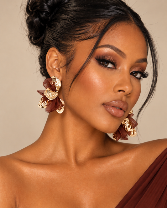 Always In Bloom Earrings - Brown