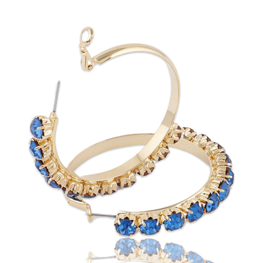 Hidden Gems Hoop Earrings - Blue