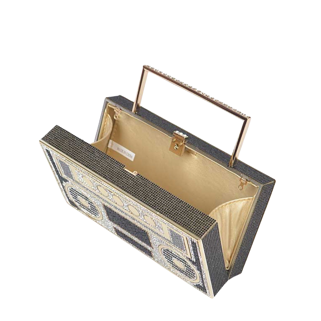 Crystal Boombox Clutch - Gold