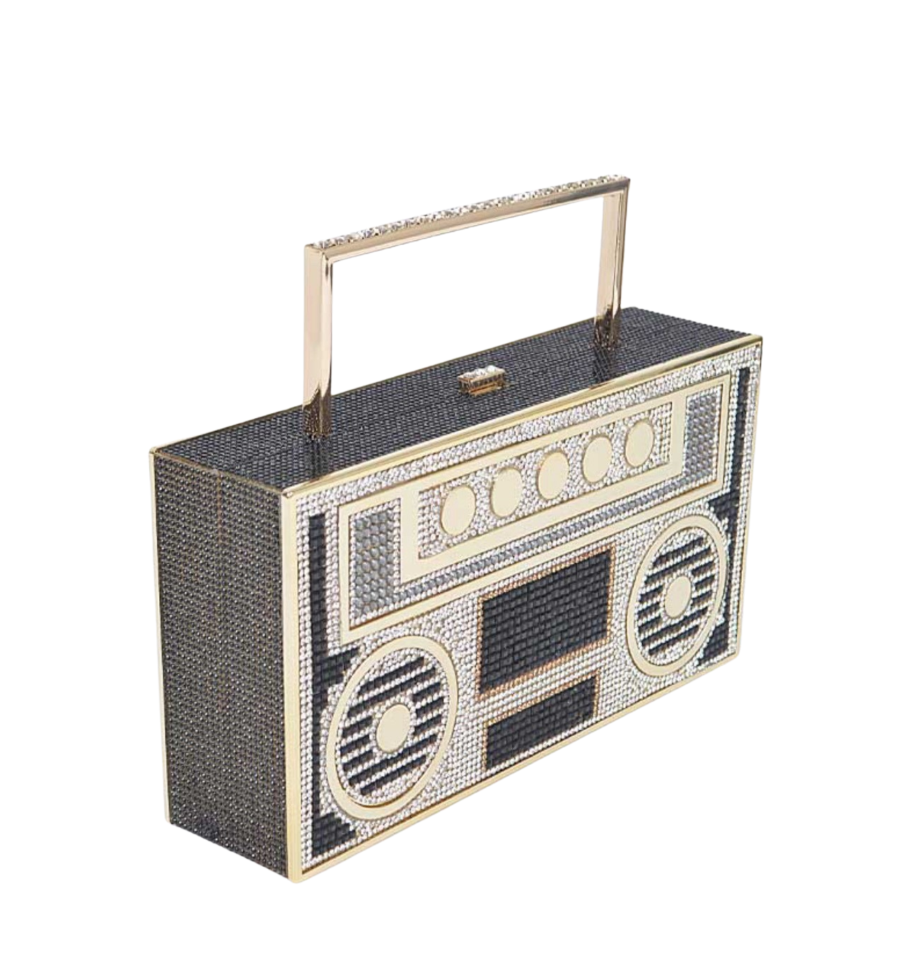 Crystal Boombox Clutch - Gold