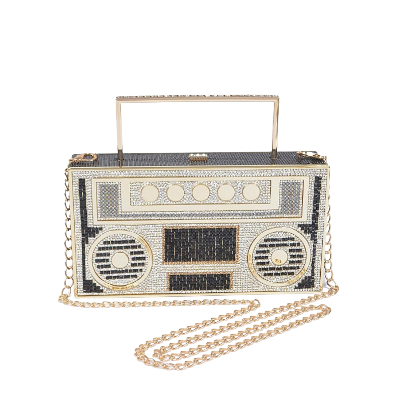 Crystal Boombox Clutch - Gold