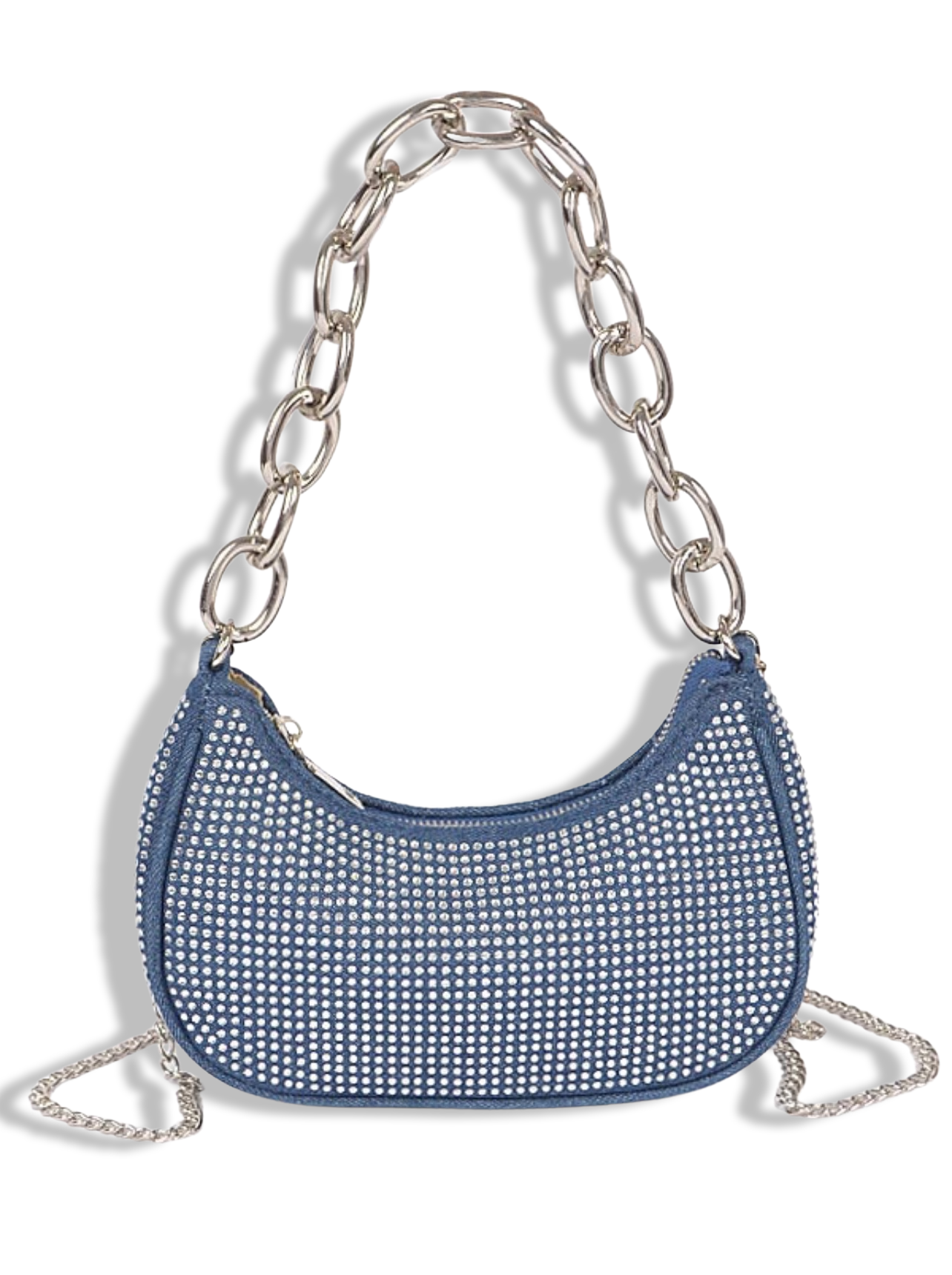 Off The Chain Denim Handbag - Light Blue