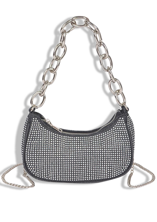 Off The Chain Denim Handbag - Black